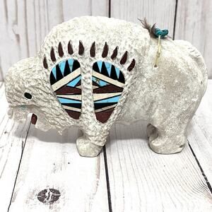 Navajo Native American Alabaster Bison Fetish by Benjamin Livingston Southwest
